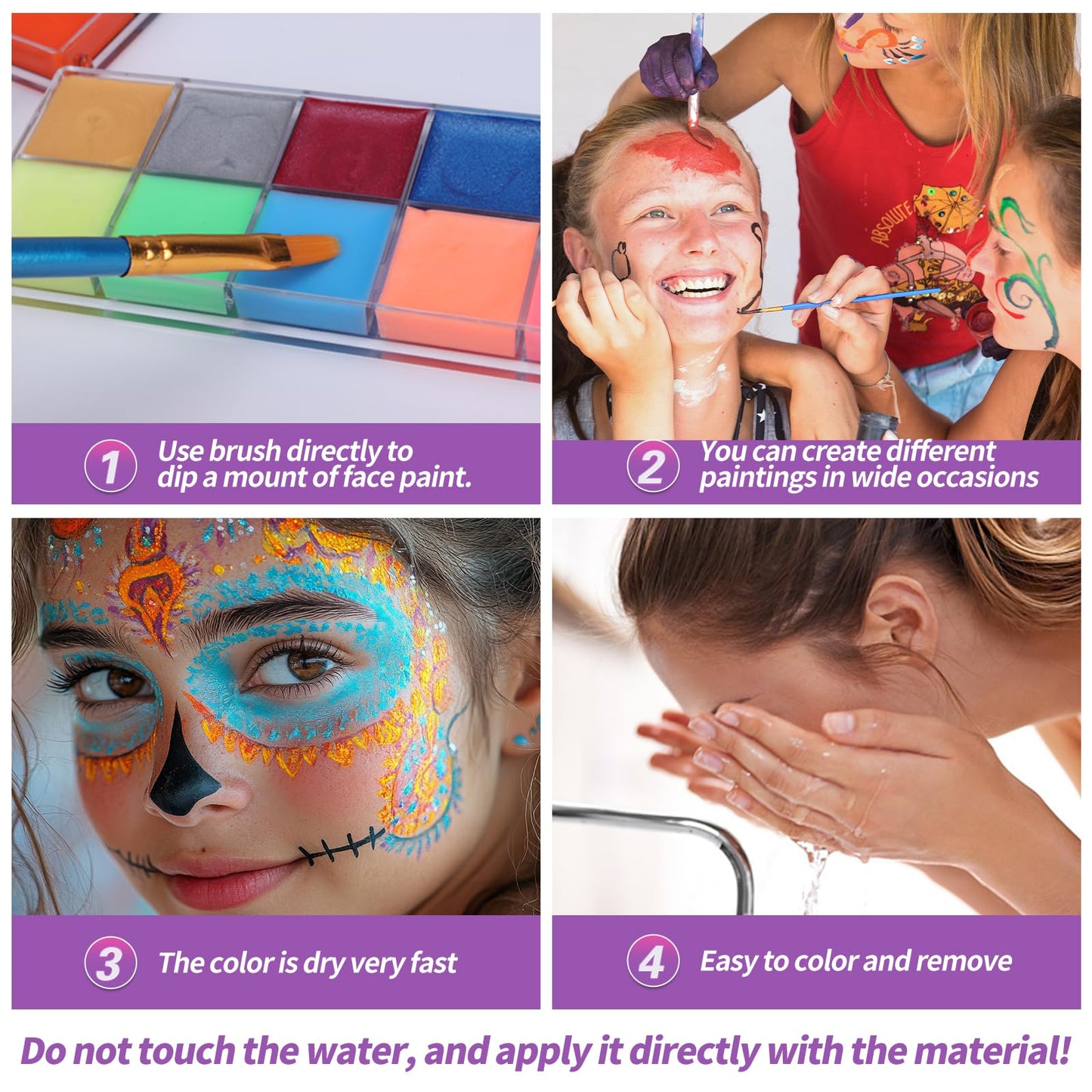 VESPRO Face Painting Kit For Adult Party,42 Colors Professional Oil Face&Body Paint Kit with 10PCS Brushes 4PCS Reusable Face Stencils and 4PCS Paint Stencils for Adults Halloween Makeup