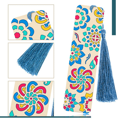 TaoBary 92 Pcs Large Size Wood Bookmark Making Kit Includes 36 Unfinished Blank Bookmarks 36 Tassels 20 Templates Craft DIY Crafts, Painting, Valentine's Day, Mother's Day Gift(Floral, 6 x 2 Inch)