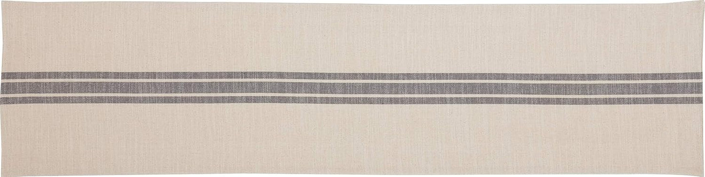 Market Place Gray Grain Sack Stripe Table Runner, 13" x 54", Gray and Cream Farmhouse Style Tabletop D cor