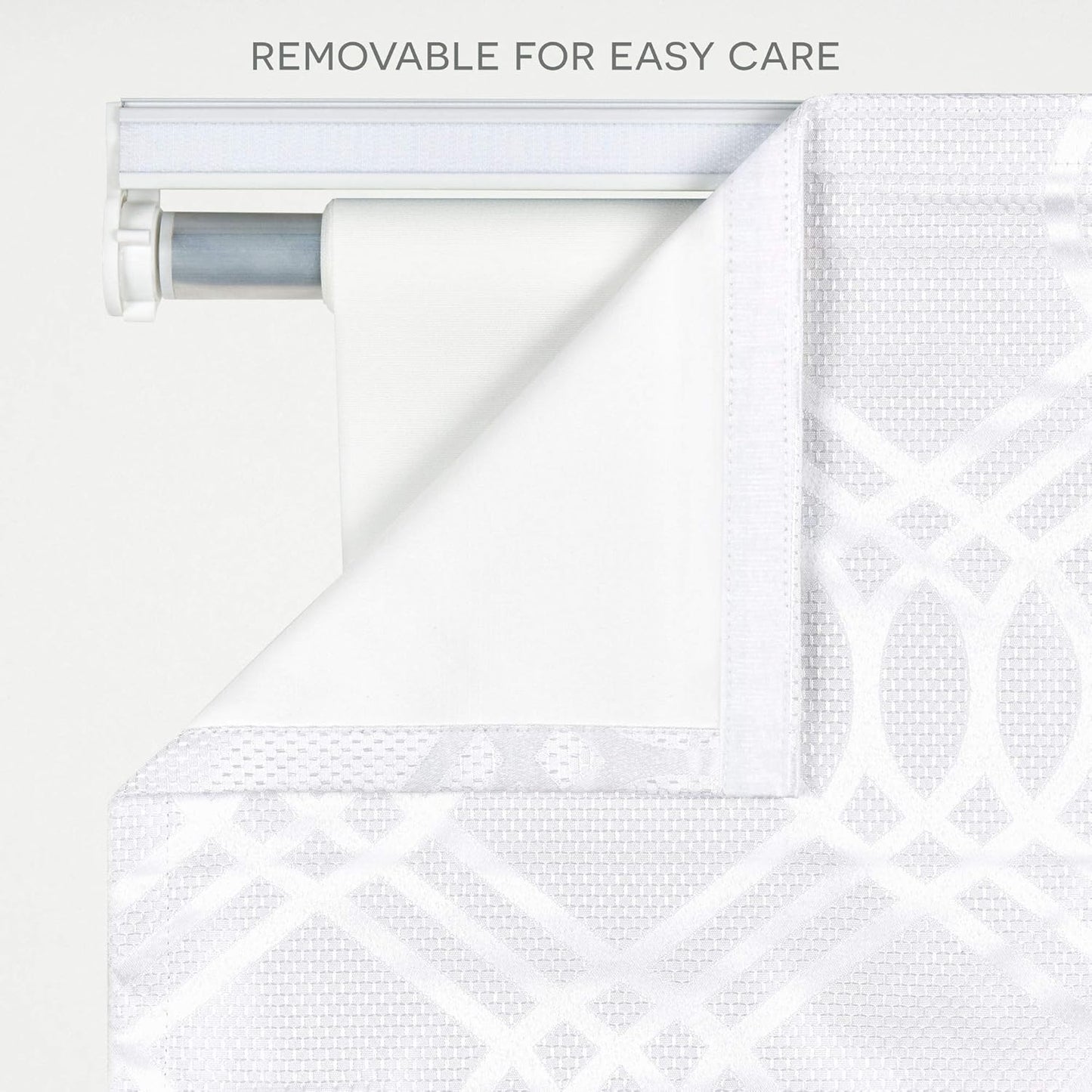 Exclusive Home Prague Trellis 100% Blackout Polyester Roman Shade, 31"x64", Color White