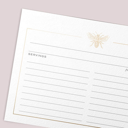 50 Gold Foil Bee Recipe Cards from Dashleigh, Double-Sided, 4x6 inches for Cooking and Baking