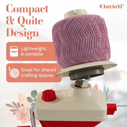 ClarArti - Yarn Winder for Crocheting & Knitting – Manual Yarn Ball Winder for Yarn Cakes – Quick, Quiet Yarn Cake Winder with Table Clamp