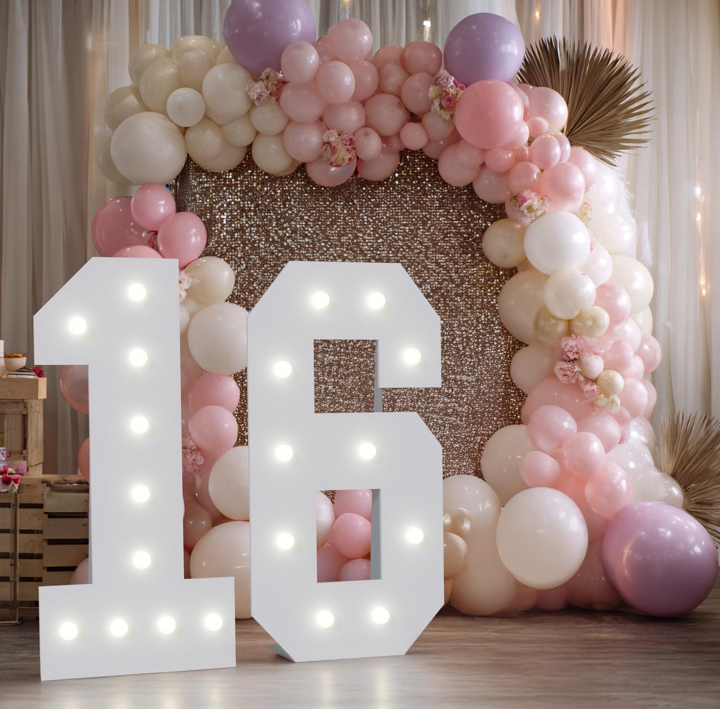 Marquee Numbers 16th-Birthday Decorations: Large 4ft Light up Number Balloon for Party Big Sweet 16 Birthday Decoration Sixteen Year Old Girl Boy Anniversary Foam Board Wall Number 16