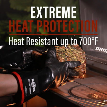 RAPICCA 700°F Heat Resistant BBQ Grill Gloves, Oil Resistant & Waterproof for Smoking, Grilling, Cooking, Deep Frying Turkey, Handling Hot Greasy Meat | Great Stocking Stuffers for Men