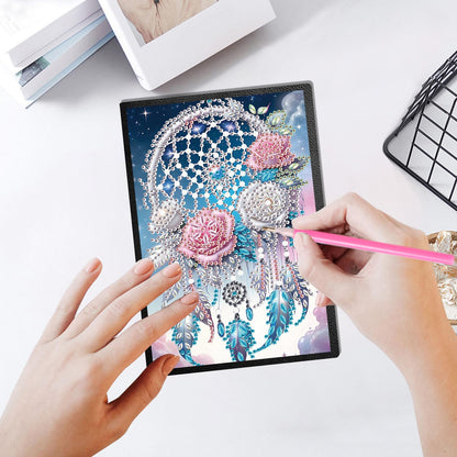 JZHYOAN Flower A5 Blank Diamond Art Composition Journaling Notebooks DIY Diamond Painting Notebook for Adults Gem Art Notepad Sketchbook Diary Mosaic Kits for Beginners Craft Lovers Gift Table Decor
