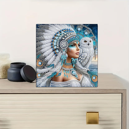 KUFWKEY 4pcs/set11.8x11.8 inch,Native Woman,Diamond Art Kits for Adults,5D DIY Special Shape,Crystal Partial Diamond Painting kit,Sparkling Gem Art,Diamond Mosaic Art kit for Beginners,Home Decor
