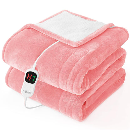 Homemate Electric Heated Blanket Twin - 62"x84" Heating Bed Blankets Throw with 10 Heating Levels 8 Hours Auto Off Fast Heating Over-Heated Protection Ultra Soft Warm Flannel ETL Certified Grey