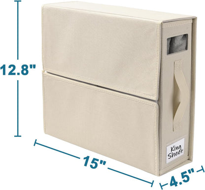 Premium Bed Sheet Organizers and Storage (3 Pack), Foldable Cube Storage for Linen Sheets, Duvet Covers, and Blankets