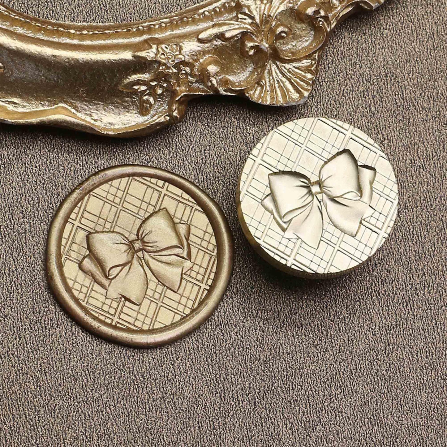 Ychostamp Wax Seal Stamp - Bow Sealing Wax Stamp,Ribbon and Checkered Pattern for Journaling, Holiday Cards, and Vintage Stationery (Bow Style B)