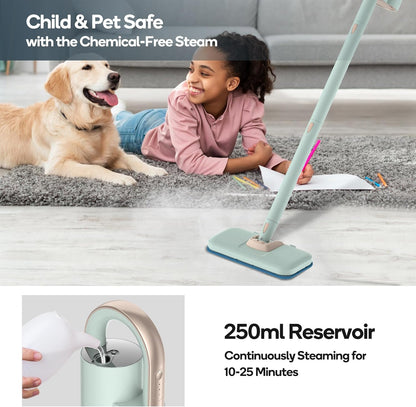 Newbealer Steam Mop - Powerful 1200W Floor Steamer with Detachable Handheld Cleaner | 250ml, 3 Adjustable Levels, 7 Accessories