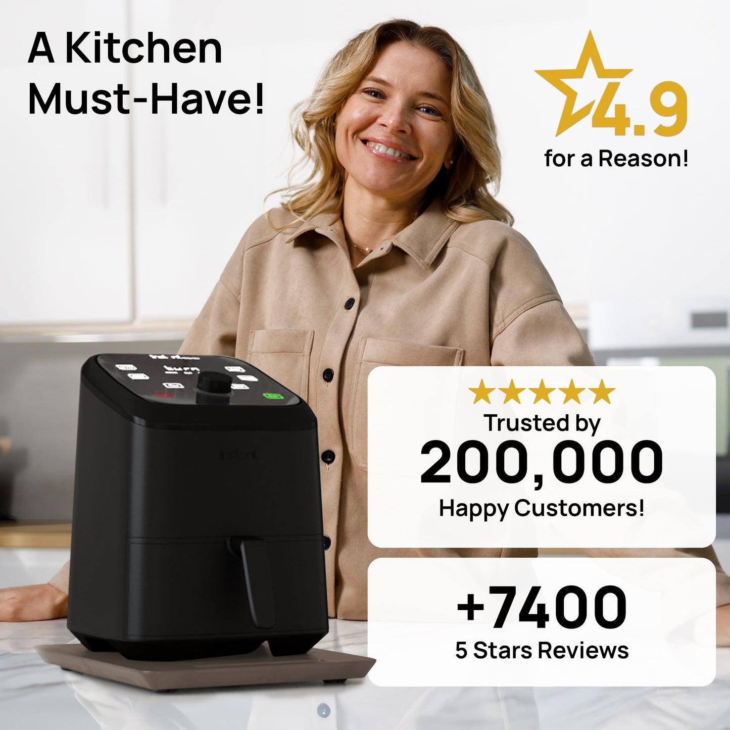 Ibyx Elegant Round Sliding Tray for Your Pressure Cooker, Air Fryer & Heavy Kitchen Appliances - Sturdy, Slides Easily from Under The Cabinet (Natural, 13”)