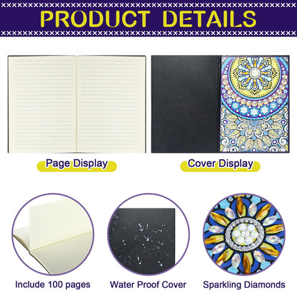 Ctosree Diamond Art Kits for Adults Teens 4 Pcs Diamond Painting Journals Notebooks 5d DIY Creative Journal Gem Dots Art Crafts for Women Men Friends Graduation Birthday Relax Hobby Gift with Tools