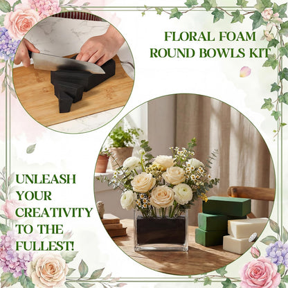 Maasechs 12 Pcs Floral Foam Blocks for Flower Arrangements, 5.5 x 3.1 x 1.7 Inch Wet and Dry Plant Foam for Florist Flowers, Wedding, Birthdays, Home DIY and Garden Decoration (Green, Black, White)