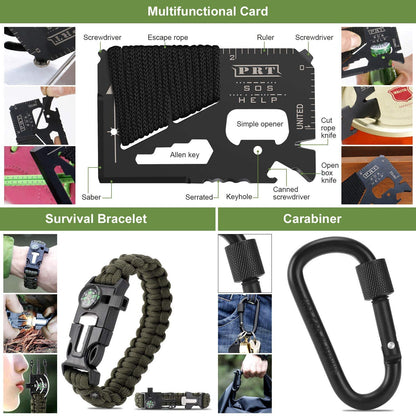 Emergency Survival Kit, 22 in 1 Professional Survival Gear Equipment Tools First Aid Supplies for SOS Emergency Tactical Hiking Hunting Disaster Camping Adventures