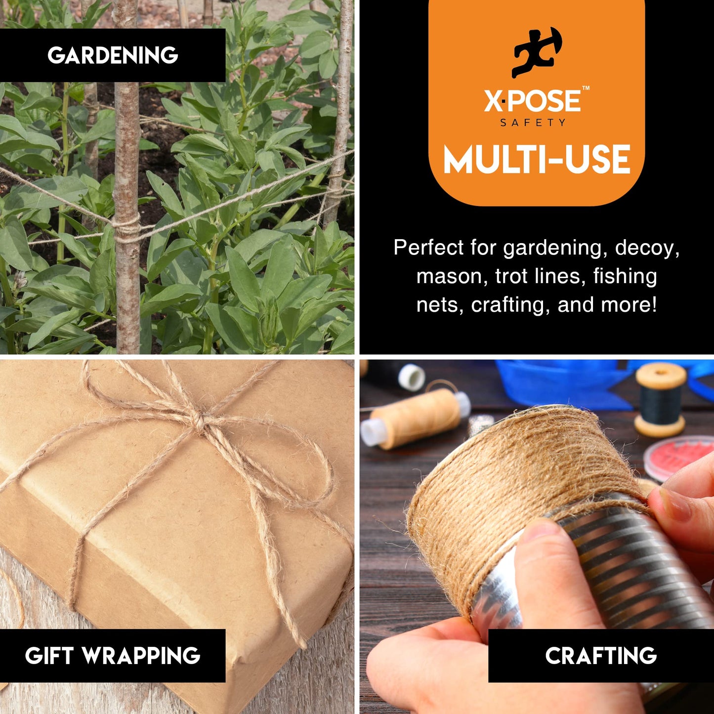 Jute Twine - 3 Ply Brown Roll 243 Feet Natural Jute String for Crafts, Packaging, Wrapping, Decorative Rope Cord for Hanging Ornaments (6 Packs)
