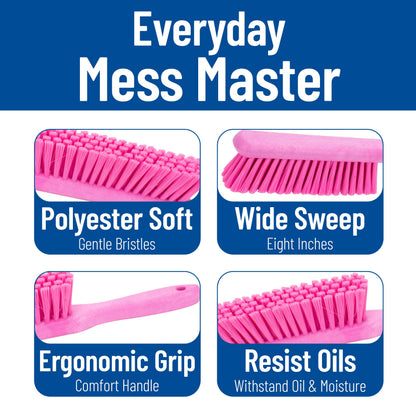 SPARTA 8 Inch Soft Counter Brush with Polyester Bristles and 5 Inch Handle, Color Coded Handheld Broom for Tables Countertops and Foodservice Surfaces, 13 Inch Overall Length, Pink