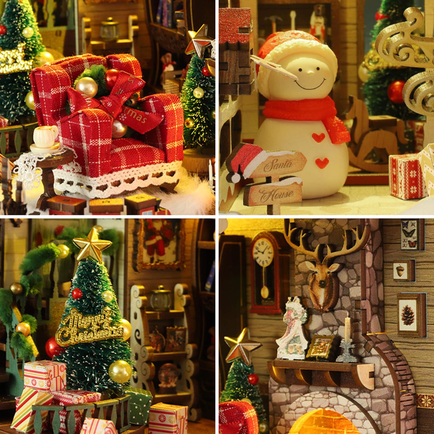 fifijoy Christmas Book Nook Kit - DIY Miniature House Dollhouse Kit for Adults and Teens, Booknook Bookshelf Insert Christmas Decorations, Gifts for Family and Friends (Merry Christmas)