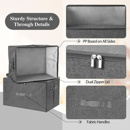 36 Closet ANMINY Storage Bins with Zipper Lids Qt Lidded Fabric Storage Boxes Baskets Cubes with Handles Collapsible