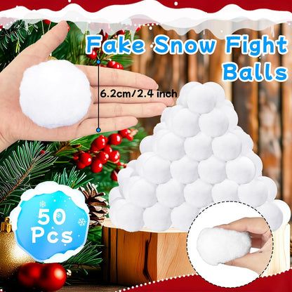 Skiennix 50 Pcs Fake Snow Balls - Soft Plush 2.4 Inch Indoor/Outdoor Winter Decor & Party Supplies