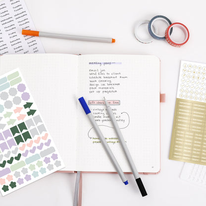 &And Per Se Dotted Journal Kit – Journaling set with Dotted Notebook, Stencils, Stickers, Washi Tapes & Colored Pens for Beginners (Pink)