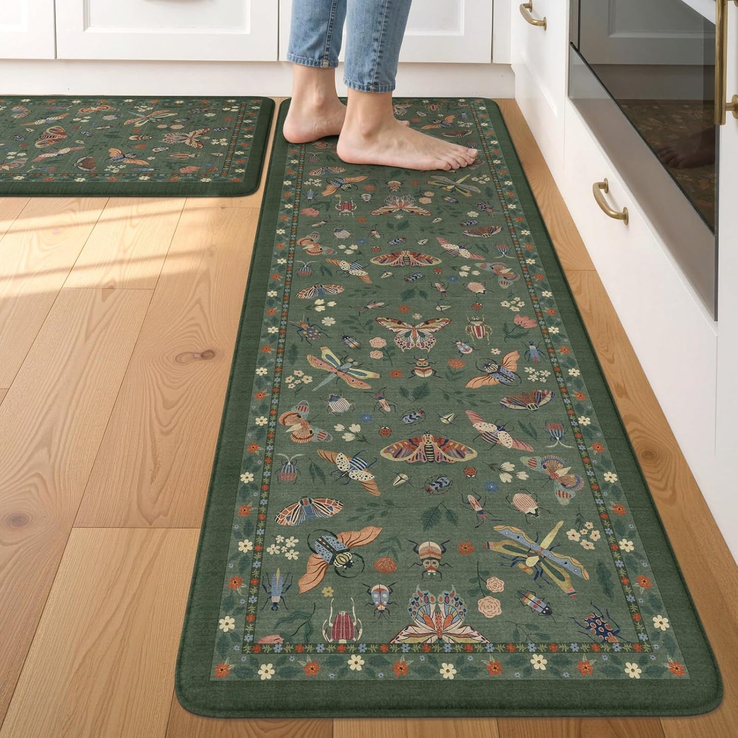 17.3''x29''+17.3''x59'', Set LEEVAN Anti Fatigue Mats for Kitchen Floor Non-Slip, Cushioned Kitchen Mats for Floor