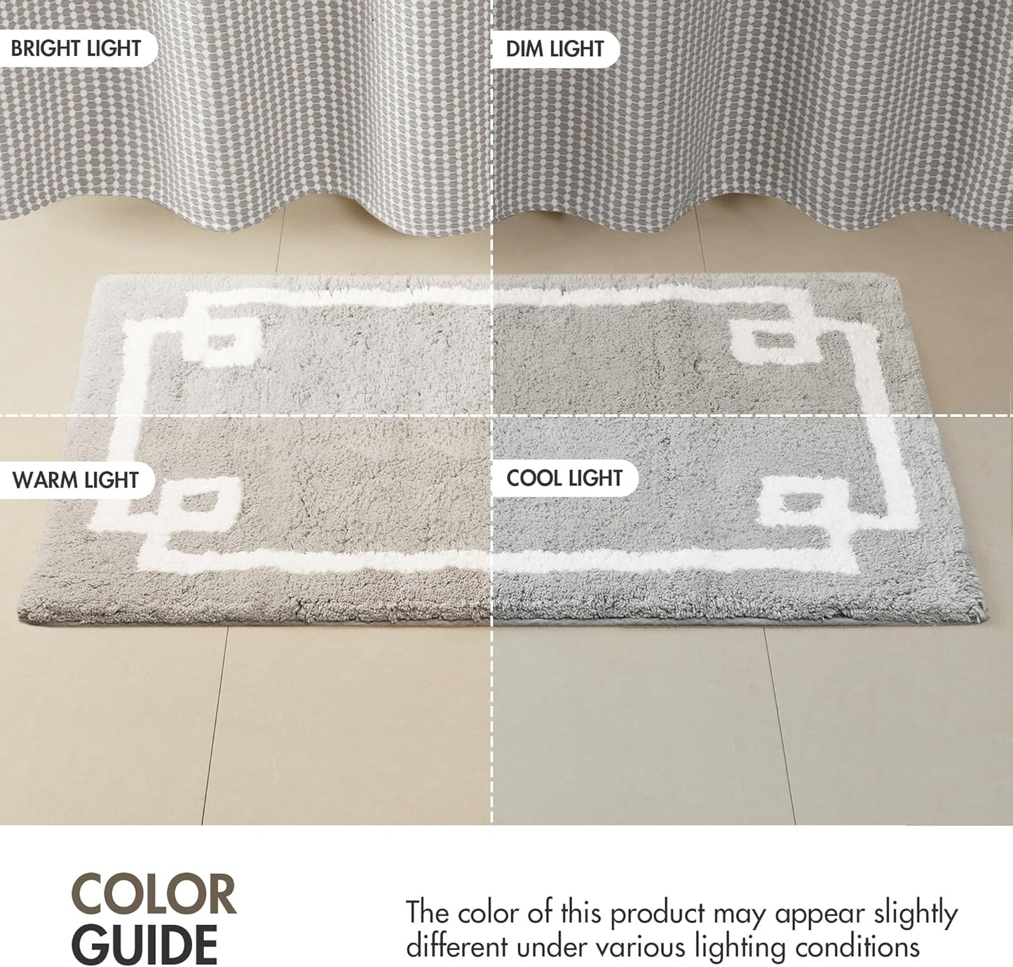 Madison Park Evan 100% Cotton Bathroom Rug, Non-Slip Backing, Luxurious Tufted Plush Bath Mat, 24x72, Grey