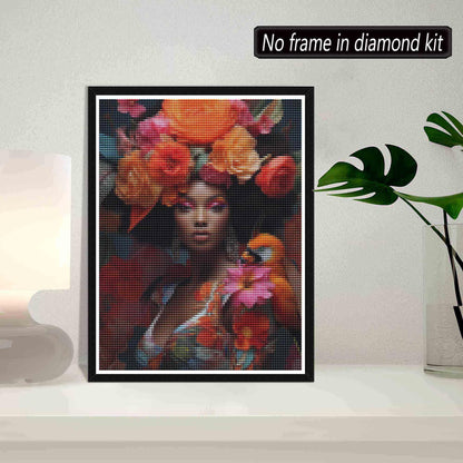 SKRYUIE 5D African Woman Diamond Painting Kits - DIY Diamond Art Kits for Adults African American, Full Round Drill - Crystal Cross Stitch - Adults Craft for Wall & Office Decor - 12x16 inch