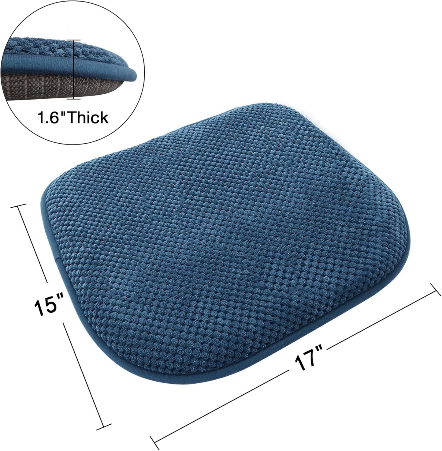 Blue Foam Seat Cushions for Kitchen Chairs, Non Slip Office Seat Cushions, Washable U Shaped Soft Thick Large Chair