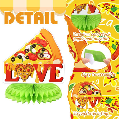 Weekgrat 12 Pcs Pizza Party Decorations Pizza Theme Party Decorations Honeycomb Table Centerpieces for Home Office Birthday Honeycomb Supplies Decor