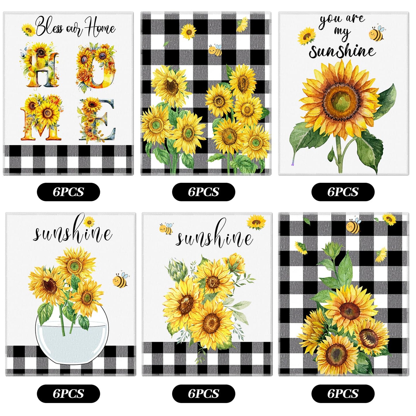 Mindsoft 36 Pcs Spring Sunflower Reusable Paper Towels Rolls Sunshine Washable Bulk Spring Kitchen Towels Paperless Reusable Cloth Cotton Napkins with Cardboard for Kitchen Bathroom Home Decor
