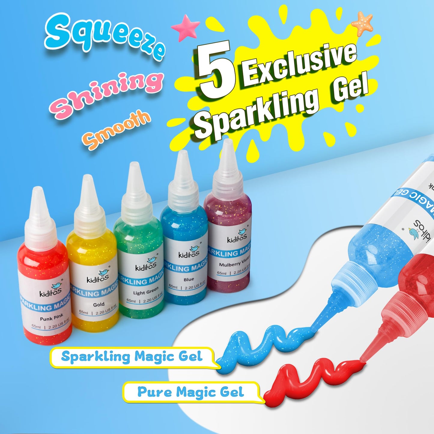 Kiditos Magic Water Elf Toy Kit for Kids, Make Your Own Magic Water Pets, DIY Sensory Craft Kit with 10 Magic Gels & 6 Molds, STEM Science Activity, Party Favors & Birthday Gifts for Kids Ages 3+