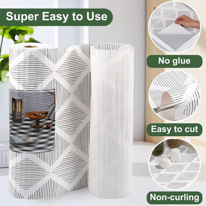 Shelf and Drawer Liners for Kitchen Cabinets Non-Adhesive 12" x20FT, Non-Slip Cabinet Liner, Waterproof Shelf Paper Thickened Washable Mats, Protection for Shelves, Cupboard, Pantry, Drawers, Dresser