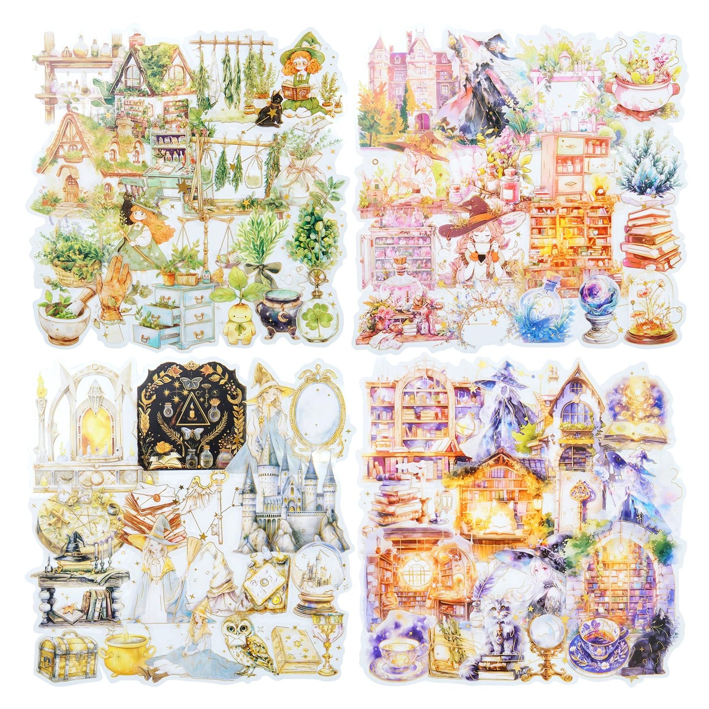 AuriicLeaf Magic-Themed PET Sticker Set, 80PCS Fantasy Adventure Stickers for Scrapbooking, Journaling, DIY Crafts, and Art Supplies