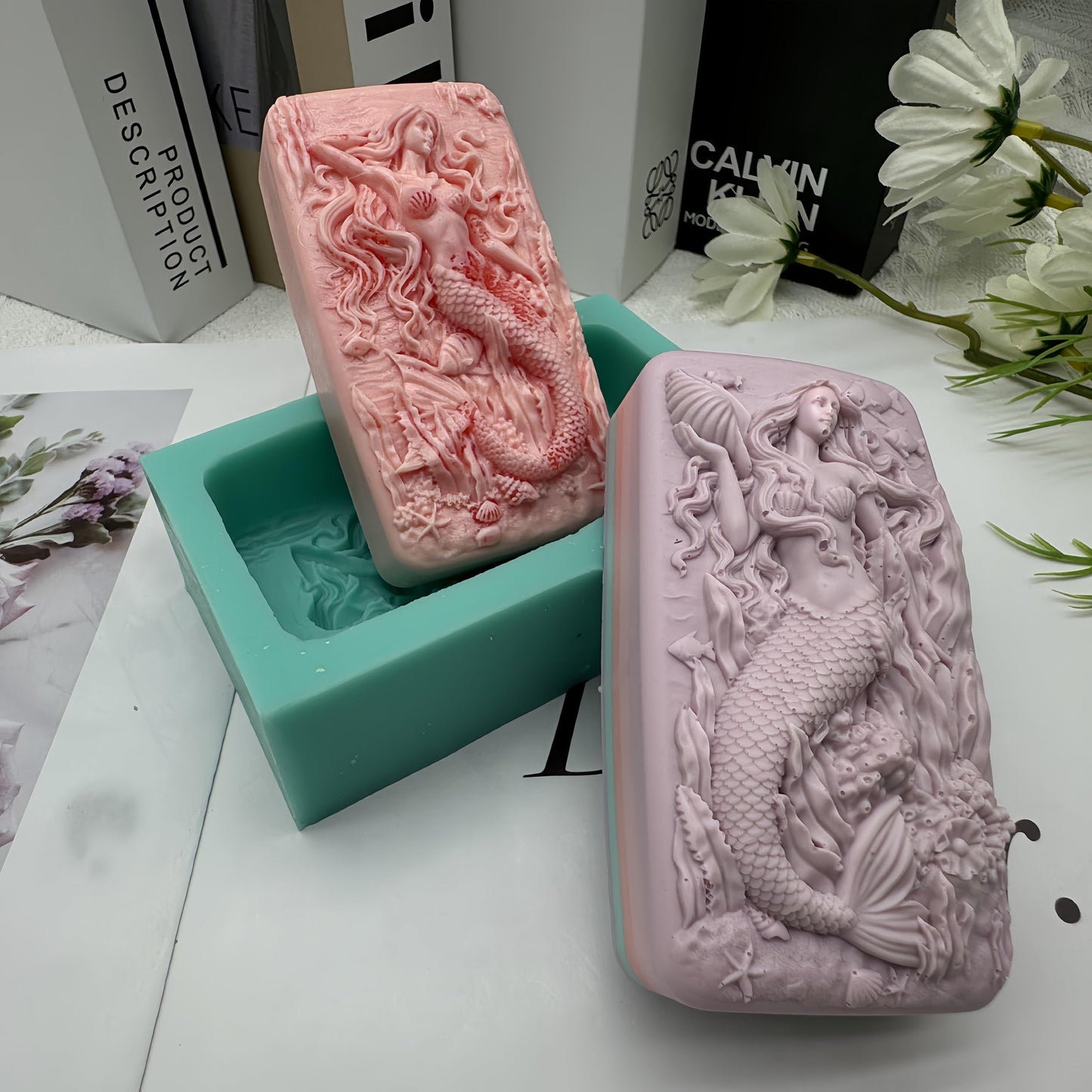3D Mermaid Soap Mold Fish Tail Candle Wax Molds,Silicone Soap Mold for Handmade Soaps, Lotion Bars Bath Bombs Polymer Epoxy Resin Art Crafts Mould
