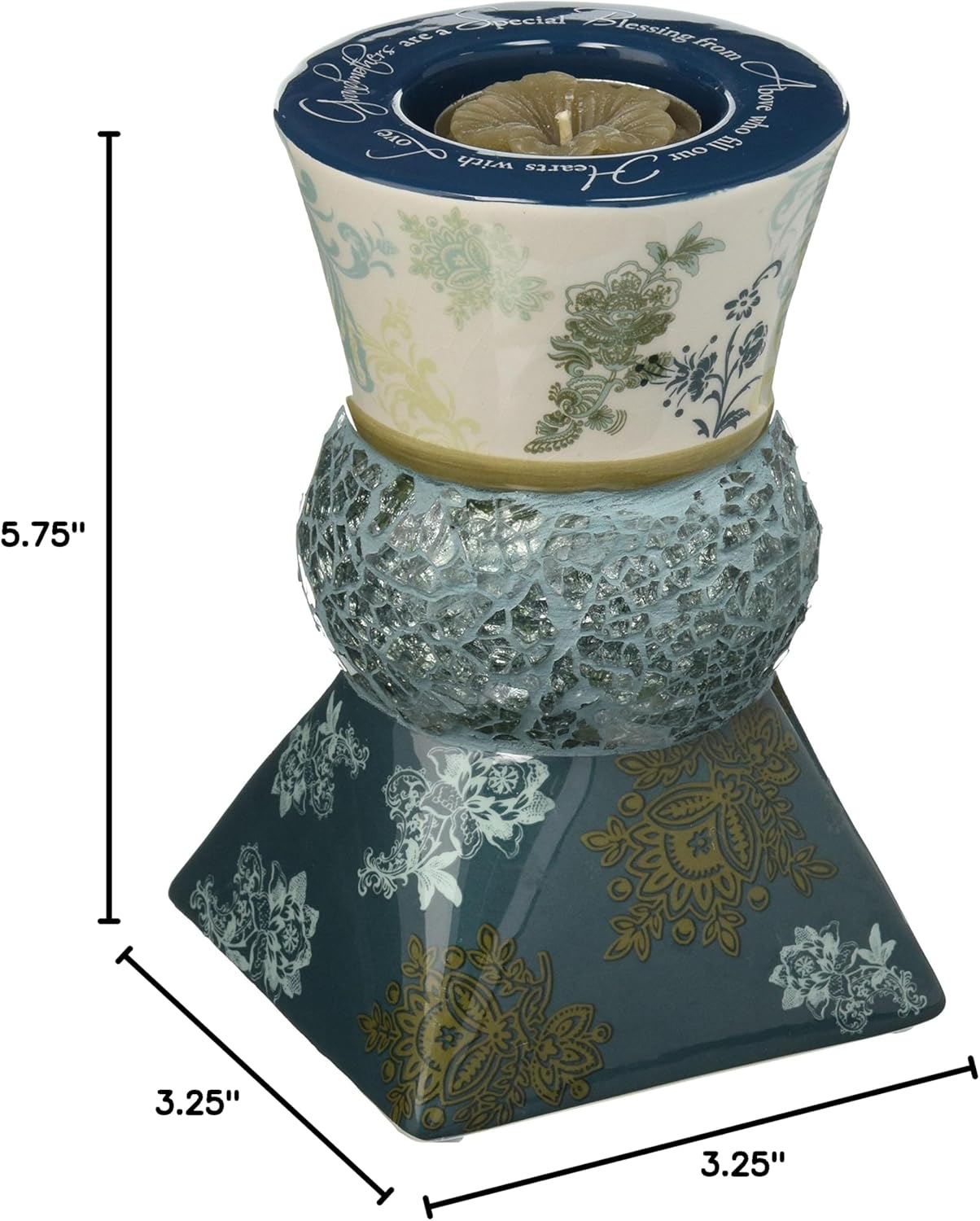 Pavilion Gift Company Mother-5.5" Holiday Tealight Holder, Teal