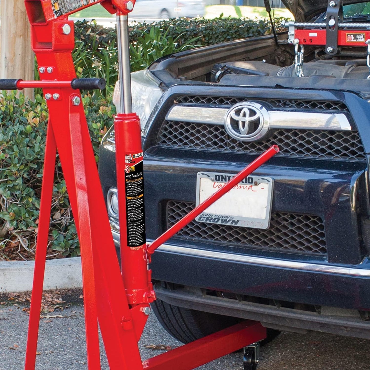 BIG RED T30806 Torin Hydraulic Long Ram Jack with Single Piston Pump and Clevis Base (Fits: Garage/Shop Cranes, Engine Hoists, and More): 8 Ton (16,000 lb) Capacity, Red