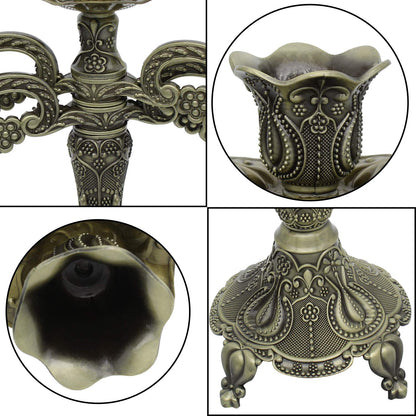 Dorlotou Metal Candelabra 5-Candle 10.1 Inch Tall Candle Holder Stick for Home Wedding Event and Party Festival,Bronze