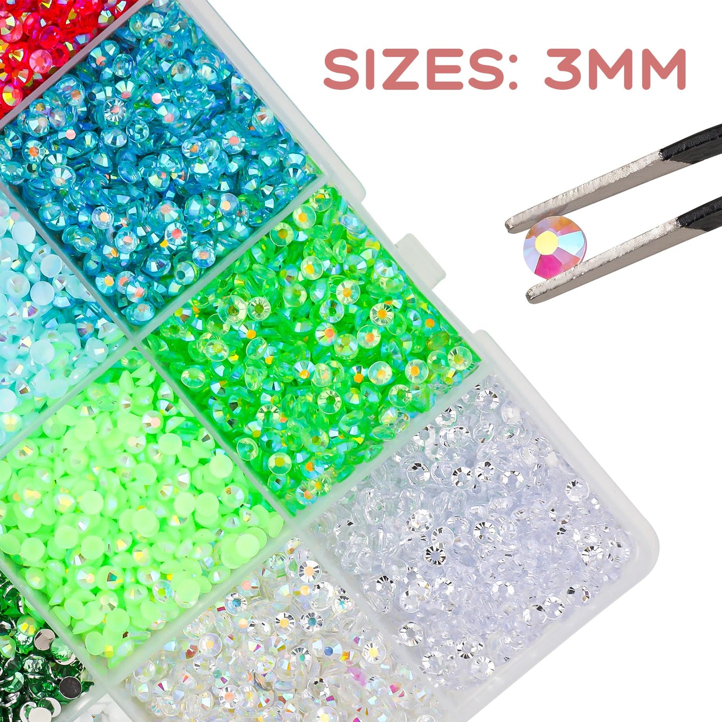 32000Pcs 40 Colors Resin Rhinestones Bedazzling Kit, Multicolor Flatback Gems, DIY Nail Art Clothing Tumblers Crafts for Bedazzling Diamond Art Makeup (40 Colors)