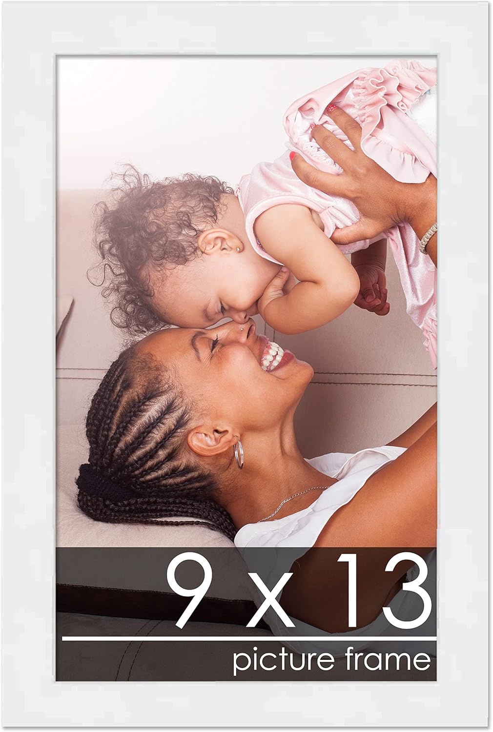 Poster Palooza 9x13 White Solid Pine Wood Picture Frame with UV Acrylic & Hanging Hardware