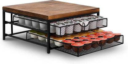 NHZ Coffee Pod Drawer Holder for K Cup, 2-Tier Organizer, No Assembly Required, K Cup Holder with 72 Capacity