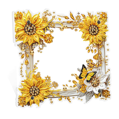 AIRDEA 5D Diamond Art Painting Desktop Photo Frame Ornament Flowers Butterfly Special Shape Diamond Dots Frame Kits for Adults,8x8in/20x20cm
