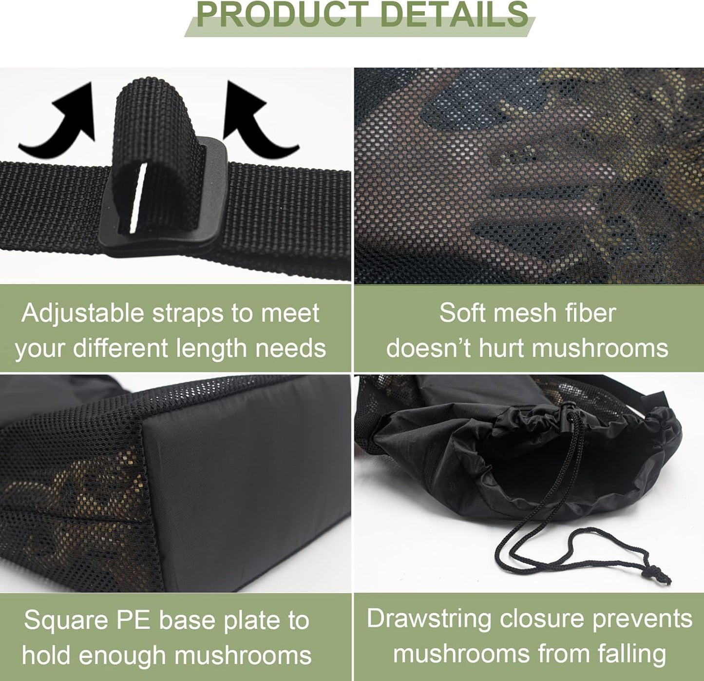 1 Pc Mesh Foraging Bag with Drawstrings & Bottom Support for Mushrooms,Herbs, Wild Plants, Durable Harvesting Morel