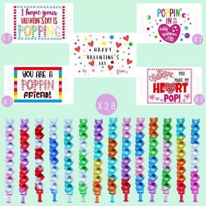 UAUOCU Valentines Day Gifts for Kids Classroom, 28 Valentine Cards Bulk for School Class Prizes Boys Girls Exchange Gift Goodie Fillers