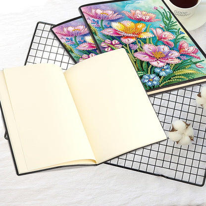 JISHSHAY Diamond Painting Notebook Journal Diamond Art Note Book Gem Art Sketch Book Gem Painting Diary Mosaic Kits for Adults Blank Notebook with Special Drills 14.5×21cm/5.7×8.26in Flower