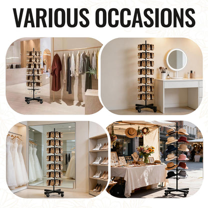 MaagorVita Retail Display Stand 7 Tier Rotating Rack for Store, Keychain Jewelry Vendor Events, 360° Spinning Display Spinner with 200PCS Cards, Movable and Adjustable