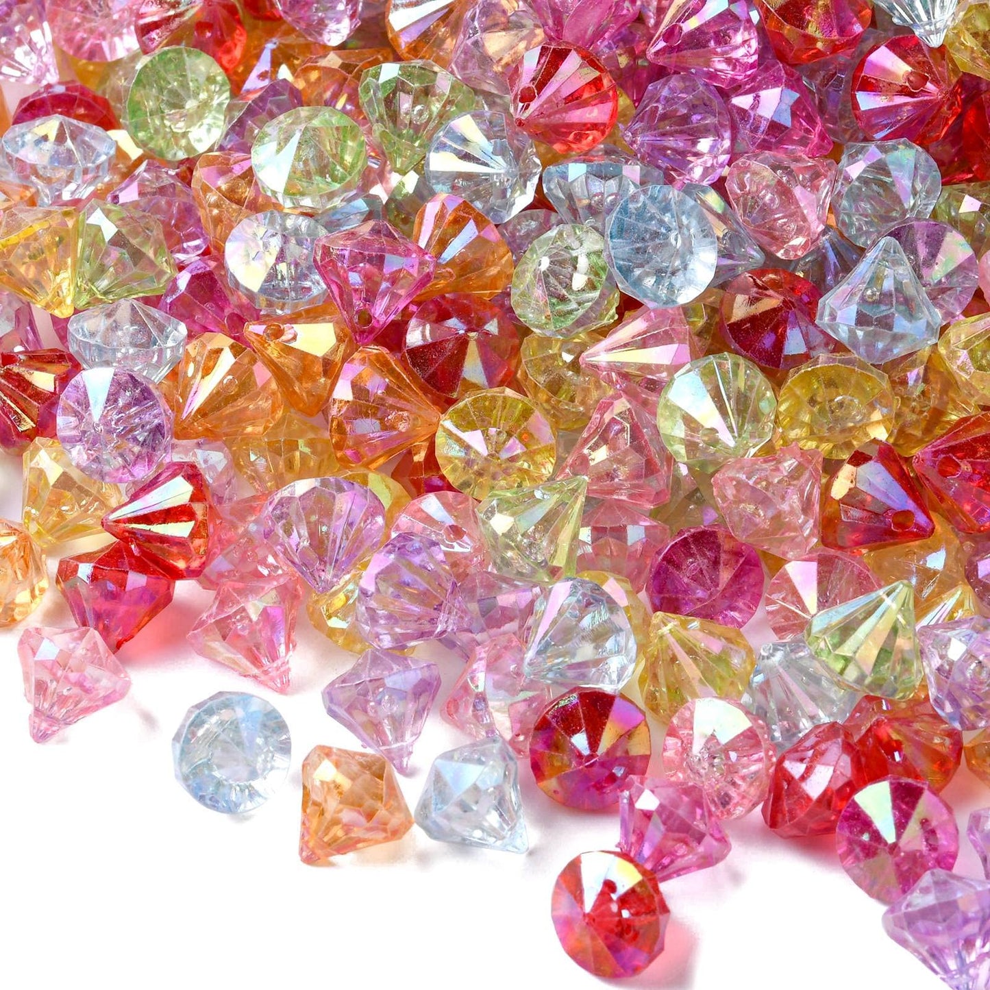 DanLingJewelry 900Pcs Random Color Faceted Acrylic Beads Diamond Shaped Loose Spacer Beads for DIY Bracelet Necklace Earring Crafting