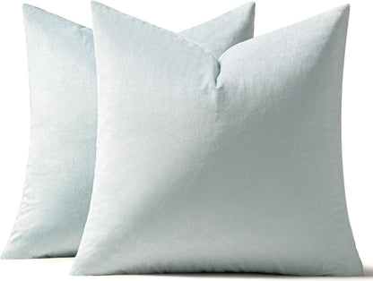 MIULEE Pack of 2 Velvet Pillow Covers, 18x18 Inch Soft Solid Cushion Case for Spring Sofa & Bedroom, Baby Blue