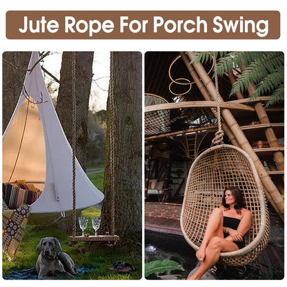 Jute Rope (1 in X 100 ft), 25mm Thick Twisted Manila Ropes,Tug of War Rope,Thick Ropes Natural Heavy Duty Hemp Rope for Swing Bed, Crafts, Railing, Tug of War, Home Decorating (25mm, 100FT)
