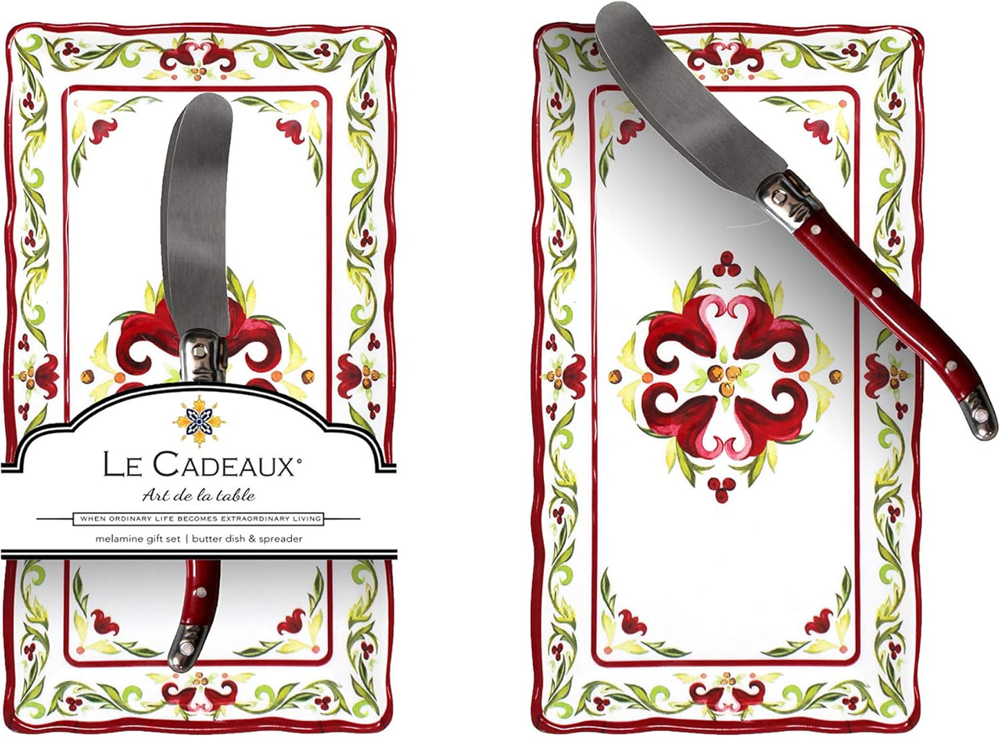 Le Cadeaux Vischio Holiday Collection Melamine Butter Dish Set