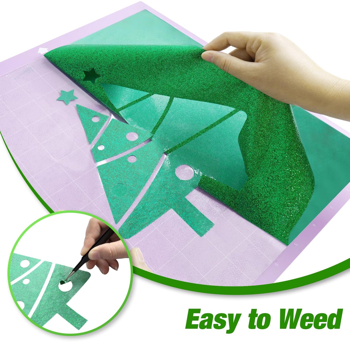 VinylRus Green Glitter HTV Heat Transfer Vinyl Roll-12 x 10ft Green Glitter HTV Vinyl for T-Shirt Clothing Bags,Glitter Iron on Vinyl for All Cutter Machine - Easy to Cut and Weed